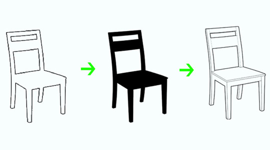 traits de structure d'une chaise