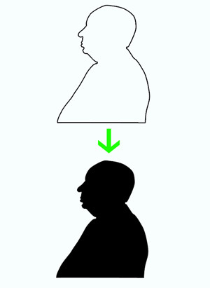 traits de contour devenant une silhouette de personnage