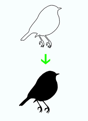 traits de contour devant une silhouette