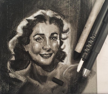 Portrait en vignette de Vivien Leigh dessiner une vignette portrait Vivien Leigh étape 1