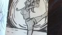 Cours de dessin avec une figure en mouvement et des lignes de mouvement