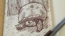 Dessin en pointillés montrant une figure humaine avec un chapeau, style Apprendre à Dessiner (AAD)