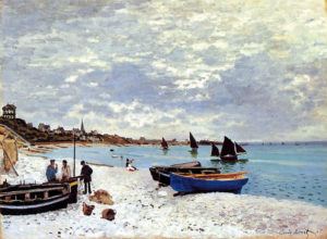 tableau de Claude Monet intitulé « La plage à Sainte-Adresse »