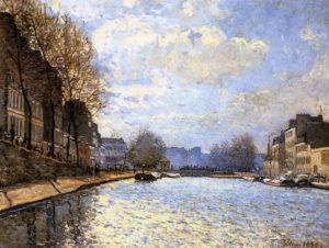 Tableau de Alfred Sisley intitulé « Vue du canal Saint-Martin »