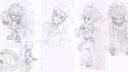 Dessins de personnages en noir et blanc, style simple et détaillé