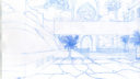 Technique de dessin en bleu et blanc, représentant une scène de paysage