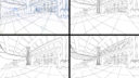 Plan de construction avec lignes et numéros de référence