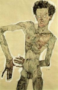 Autoportrait nu debout de Egon Schiele