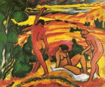 tableau intitulé « Trois nus dans un paysage » de Max Pechstein
