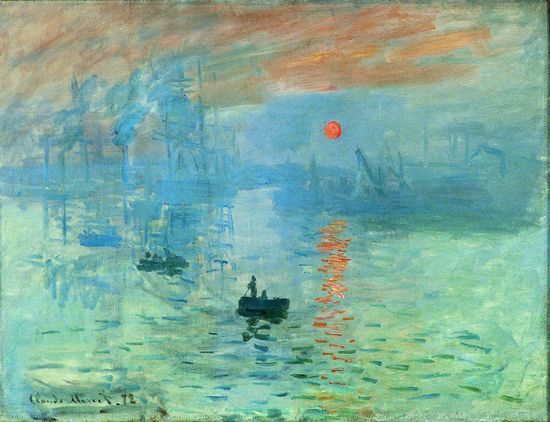 Peinture intitulée « Impression, soleil levant » de Monet
