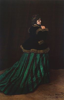 Œuvre intitulée La femme en robe verte de Monet