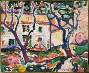 Peinture de Braque intitulée « La maison derrière les arbres »