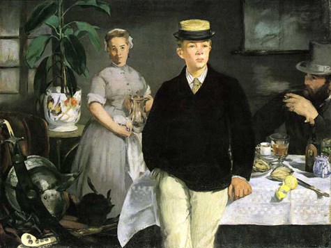 Peinture de Manet intitulée "Le Déjeuner à l'atelier"