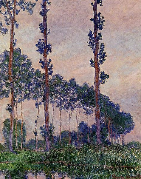 Peinture intitulée « Les Trois Arbres, temps gris » de Monet