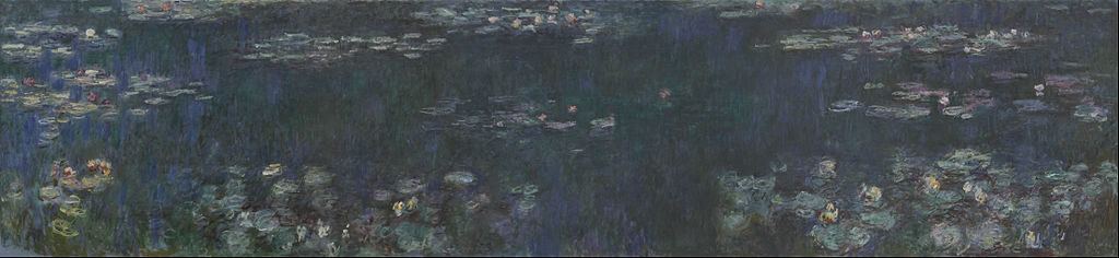 Peinture de Monet intitulée  « Nymphéas, reflets verts »
