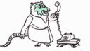 Un singe tenant une loupe, devant un ordinateur, dans un style de dessin simple