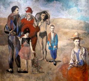 Peinture de Picasso intitulée « Famille de saltimbanques »