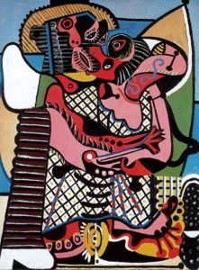 Peinture de Picasso intitulée « Le baiser »
