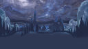 Paysage nocturne avec montagnes et lumières, technique de dessin réaliste