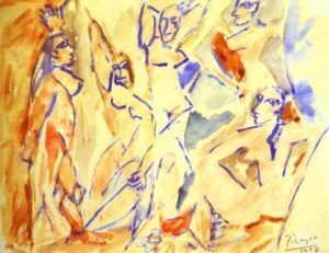 Peinture intitulée « Demoiselles d’Avignon » de Picasso