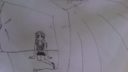 Dessin de main tenant un crayon avec un robot doré et capuche jaune
