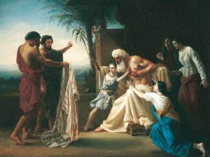 Peinture de Bouguereau intitulée “Jacob reçoit la tunique ensanglantée de Joseph”
