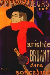 Peinture de Toulouse-Lautrec intitulée  “Aristide Bruant dans son cabaret”