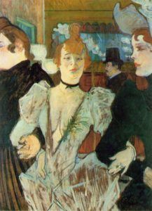Peinture de Toulouse-Lautrec intitulée  “La Goulue arrivant au Moulin Rouge”