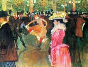 Peinture de Toulouse-Lautrec intitulée  “La danse au Moulin Rouge”