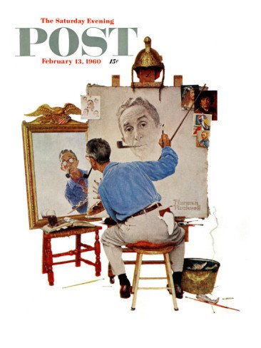 Illustration de Rockwell intitulée « Triple autoportrait » 