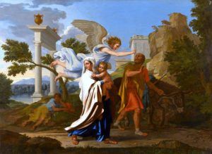 Peinture de Nicolas Poussin intitulée “La Fuite en Egypte”