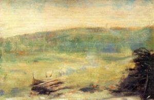 Peinture de Georges Seurat intitulée “Paysage à Saint-Ouen”