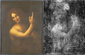 Œuvre intitulée "Saint Jean-Baptiste" de De Vinci  et la radiographie de cette peinture