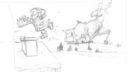 Un dessin de main tenant un crayon, avec une silhouette de personnage en arrière-plan