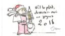 Un dessin humoristique d'une personne tenant un chat, avec des bulles de dialogue et des notes de musique, illustrant un