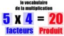 Vocabulaire de la multiplication