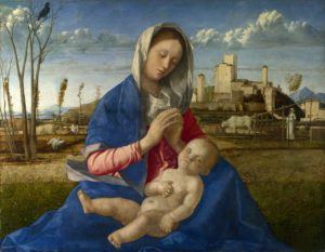 Peinture de Bellini intitulée “Madone des prés”