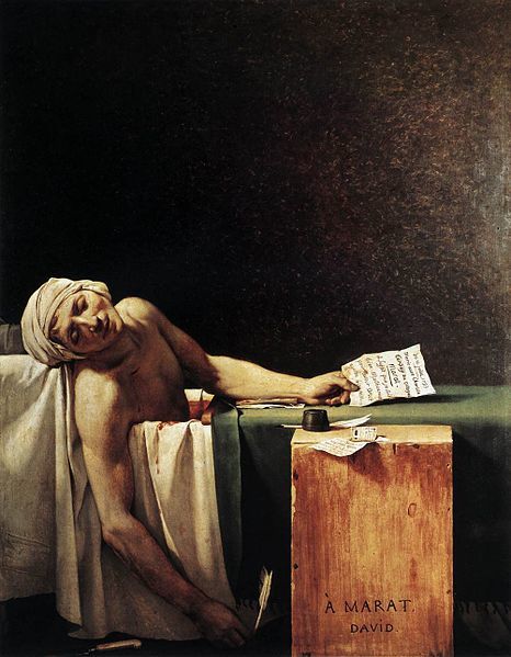 Peinture de Jacques Louis David intitulée “La Mort de Marat”