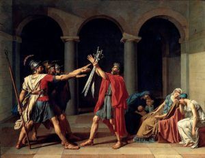 Peinture de  Jacques Louis David intitulée “Le serment des Horaces”