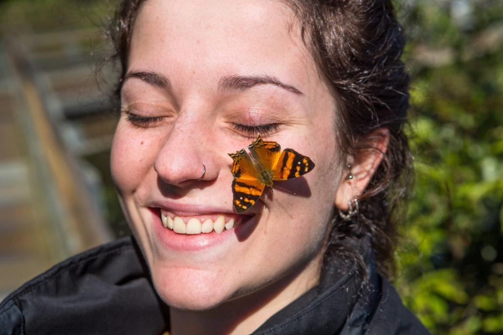 Photo portrait femme avec papillon