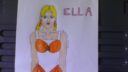 Cours de dessin avec une figure féminine en robe orange et cheveux rouges