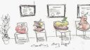 Image du blog Apprendre à Dessiner montrant des personnages de dessin animé et des croquis de personnages