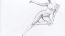 Dessin de deux personnages féminins en mouvement, style simple et rapide