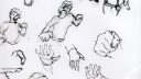 Dessins de différentes figures animales et humaines en noir et blanc