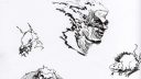 Dessins de branches et de feuilles en noir et blanc, style aquarelle