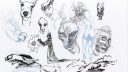 Dessins d'entraînement de personnages et d'animaux, technique de croquis