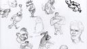 Dessins variés de personnages et d'animaux, technique de croquis