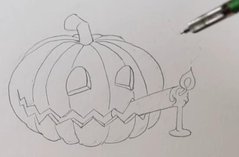 Construction d'une citrouille d'Halloween : angle de 45°