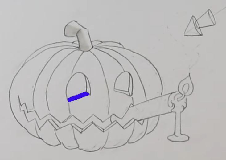 Construction d'une citrouille d'Halloween : œil droit