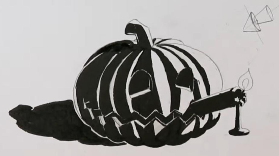 dessin d'une citrouille d'Halloween : retouches